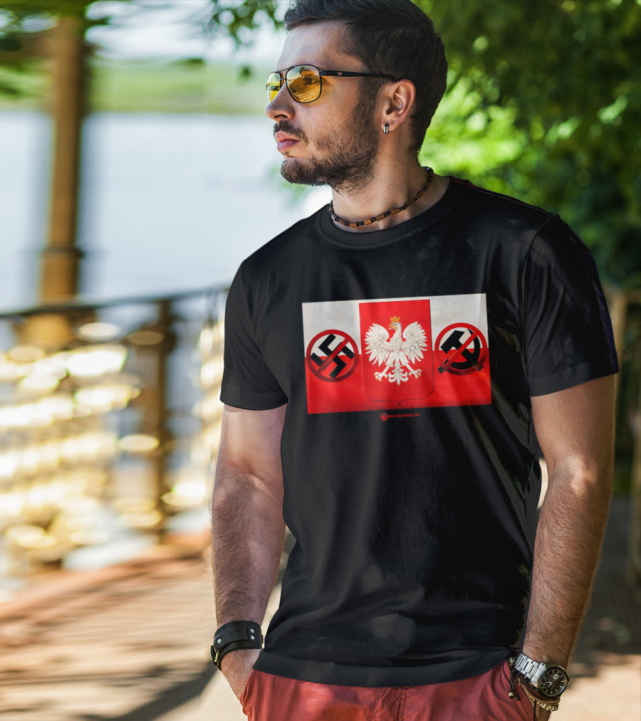 WeAreChange.org The Polish Spirit Anti-Swastika Anti-Communism Eagle T-Shirt