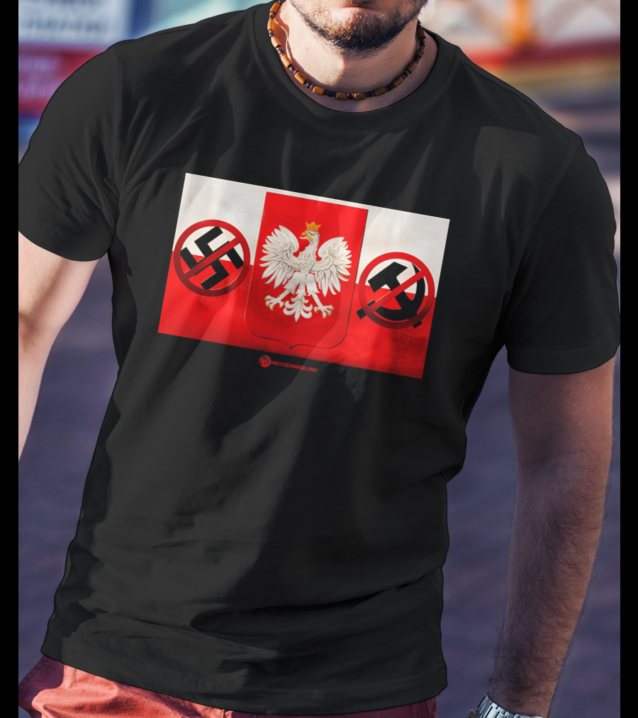 WeAreChange.org The Polish Spirit Anti-Swastika Anti-Communism Eagle T-Shirt