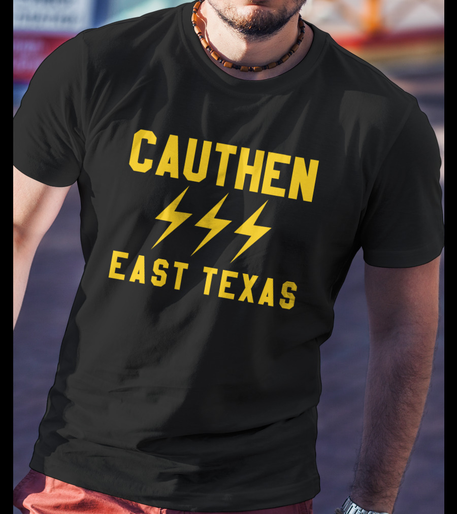Cauthen East Texas Lightning Bolt Motif T-Shirt