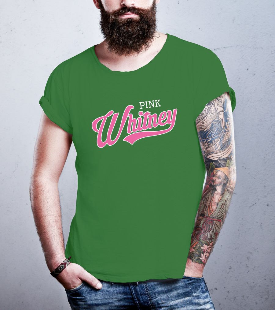 Pink Whitney Retro Bold Script Green Background T-Shirt