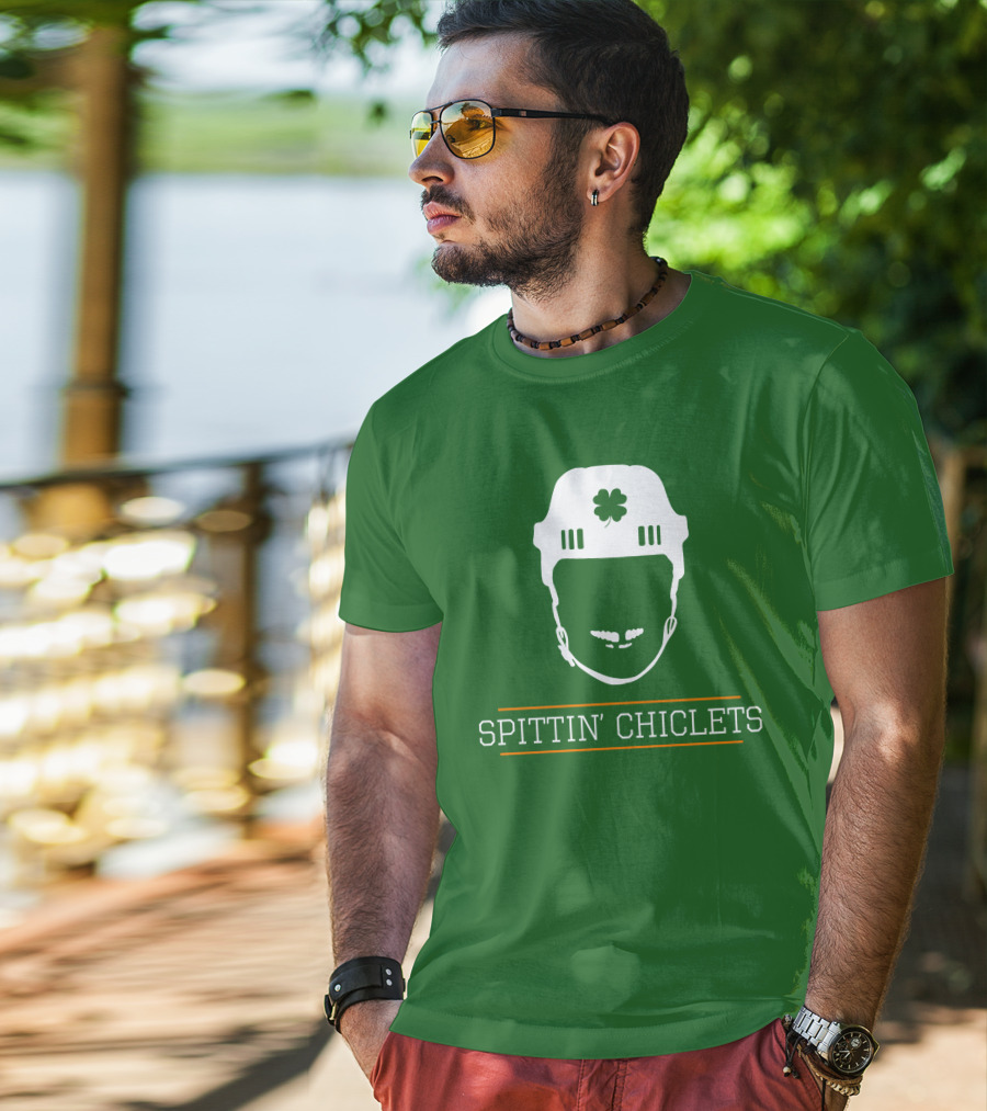 Spittin Chiclets Hockey Helmet Clover Green T-Shirt