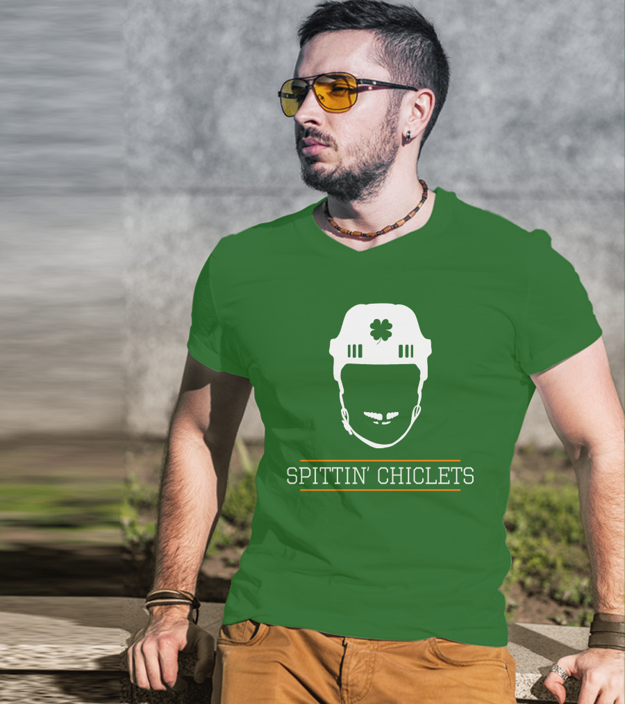 Spittin Chiclets Hockey Helmet Clover Green T-Shirt