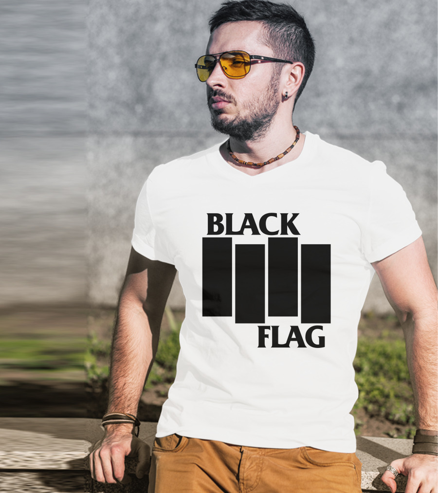 Black Flag Band Iconic Bar T-Shirt