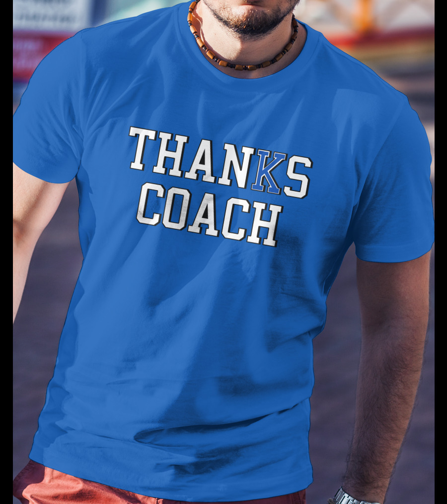Thanks Coach Basketball Appreciation Blue Text T-Shirt