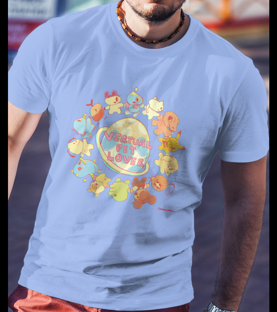Virtual Pet Lover Colorful Cute Characters Circle T-Shirt