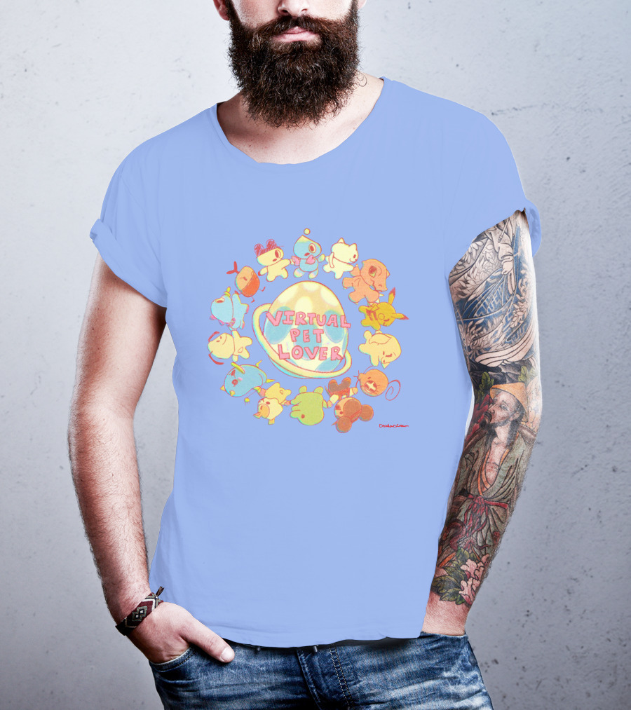 Virtual Pet Lover Colorful Cute Characters Circle T-Shirt
