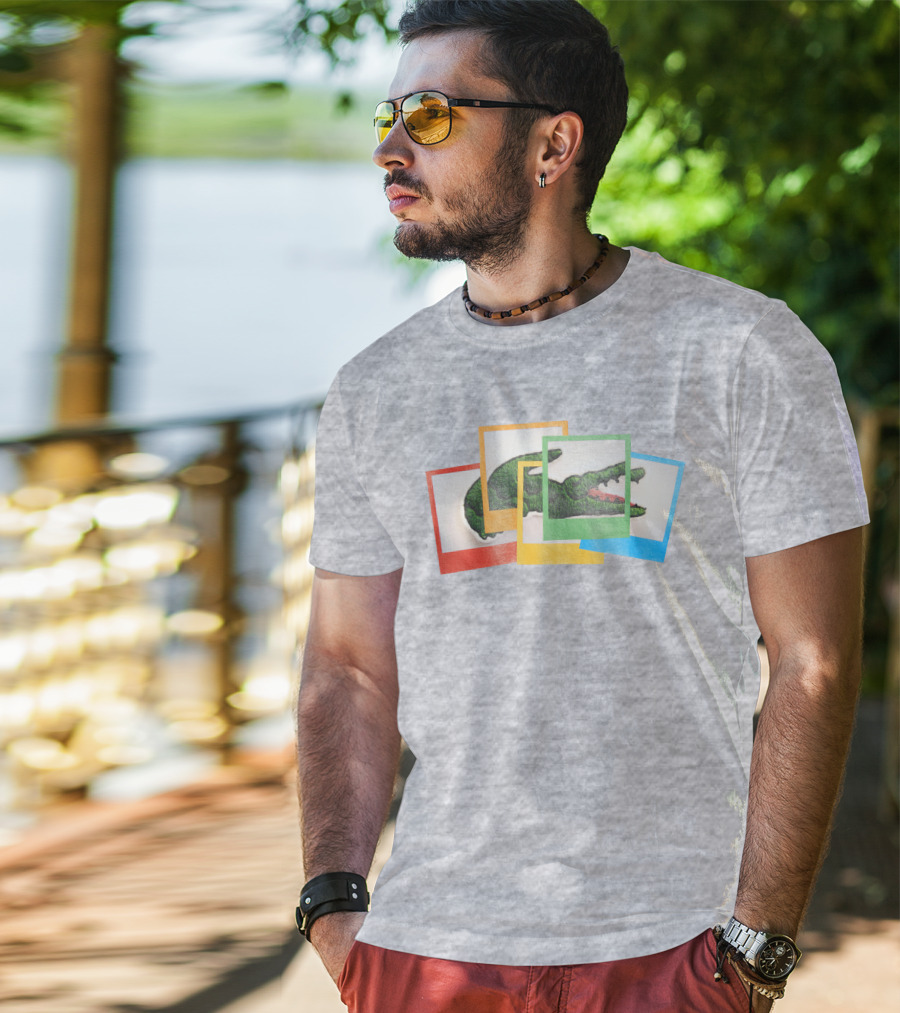 Lacoste Live X Polaroid Loose Fit Multicolor Crocodile Frame T-Shirt