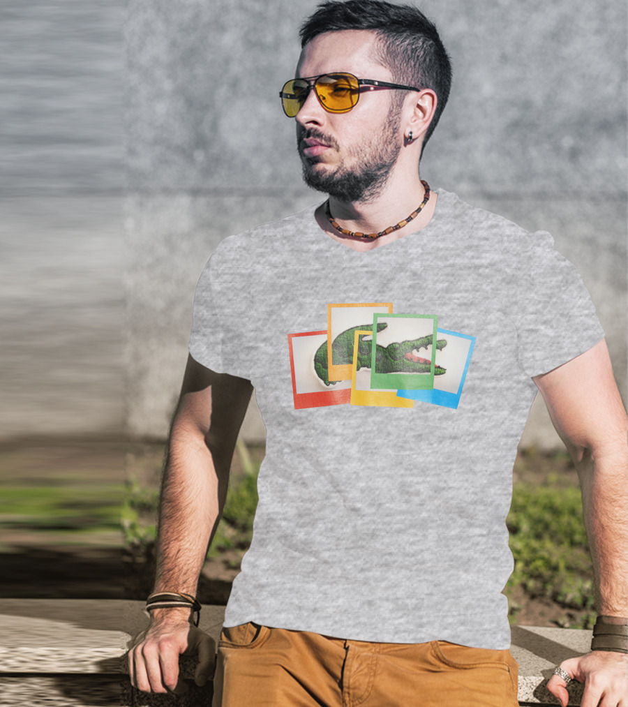 Lacoste Live X Polaroid Loose Fit Multicolor Crocodile Frame T-Shirt