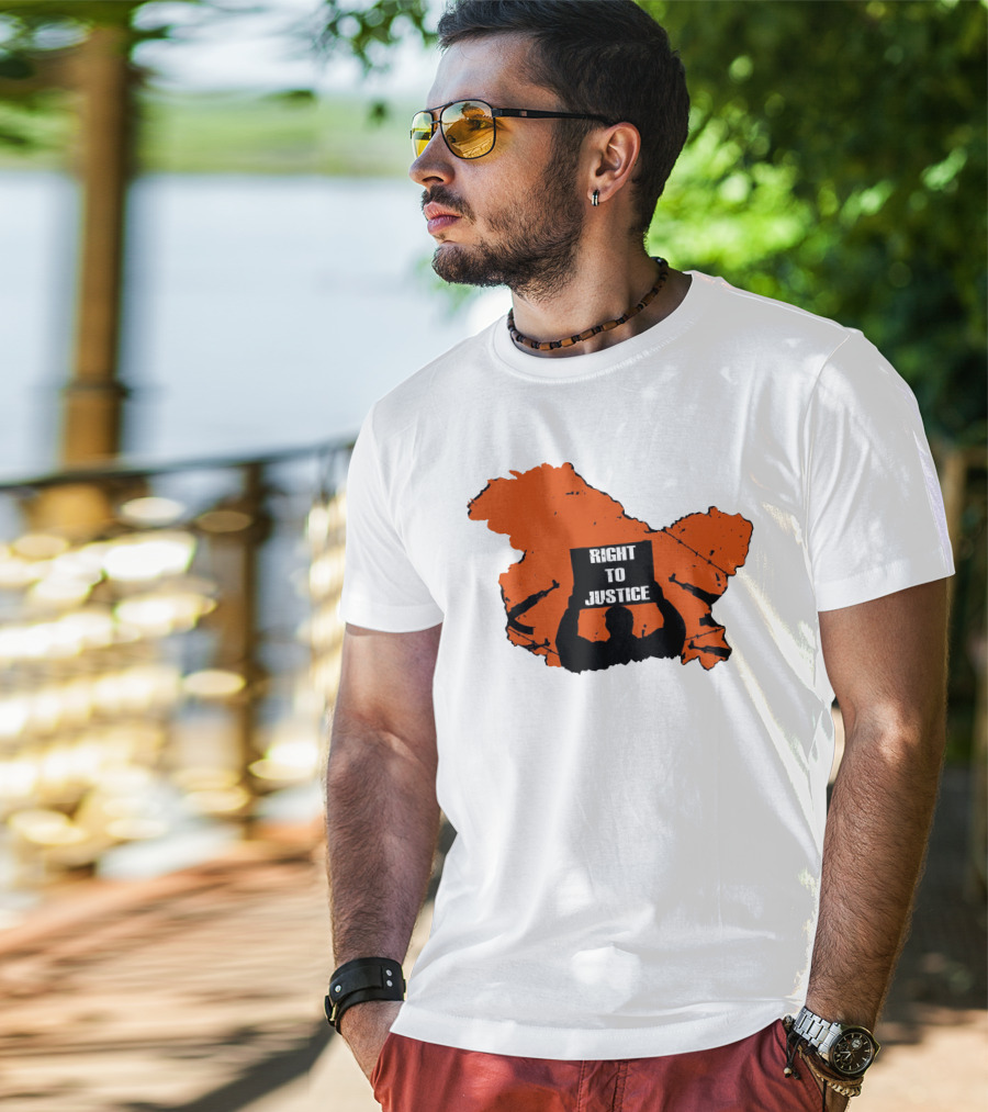 Right To Justice Protest Silhouette Inside Orange Map Shape T-Shirt