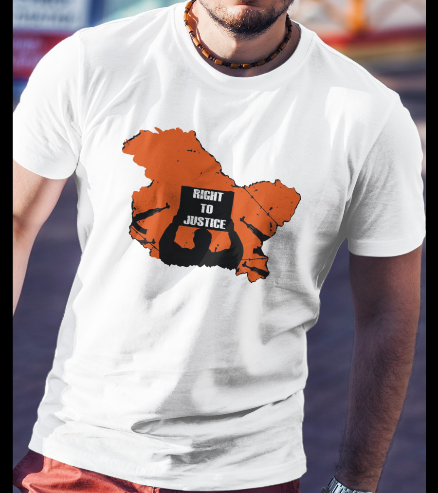 Right To Justice Protest Silhouette Inside Orange Map Shape T-Shirt