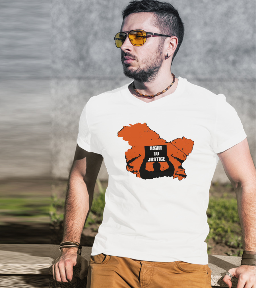 Right To Justice Protest Silhouette Inside Orange Map Shape T-Shirt