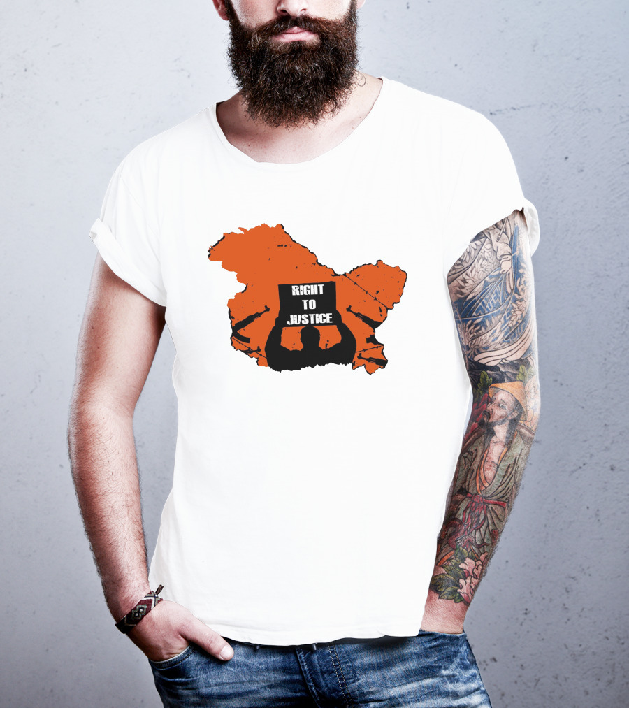 Right To Justice Protest Silhouette Inside Orange Map Shape T-Shirt