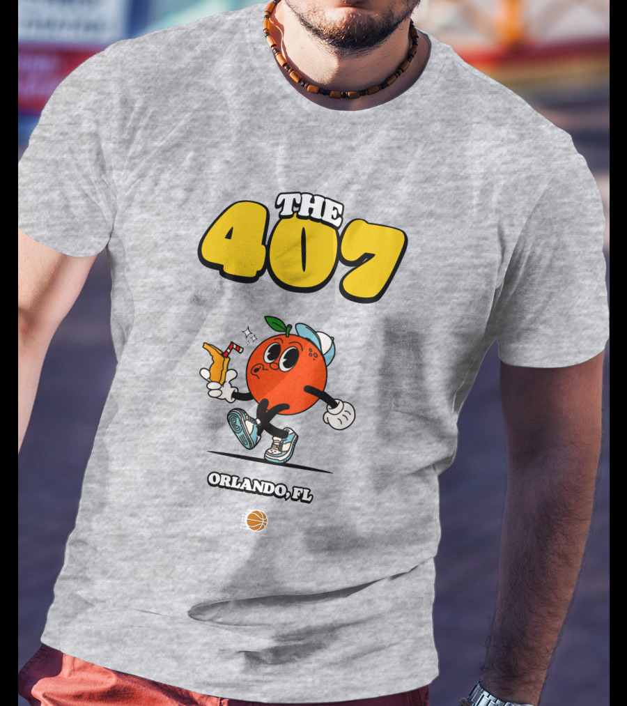 THE 407 Orlando FL Basketball Orange Character T-Shirt