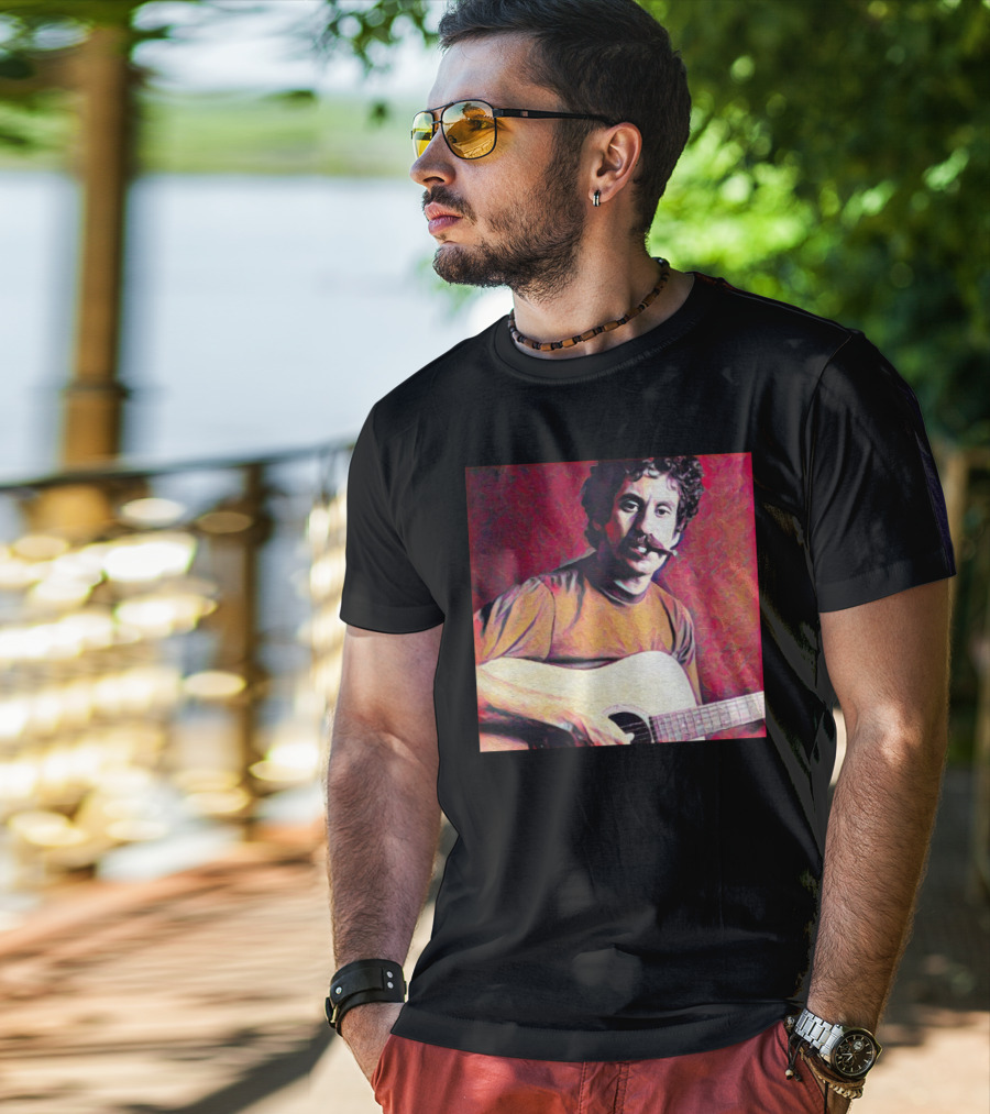 Jim Croce Playing Acoustic Guitar T-Shirt
