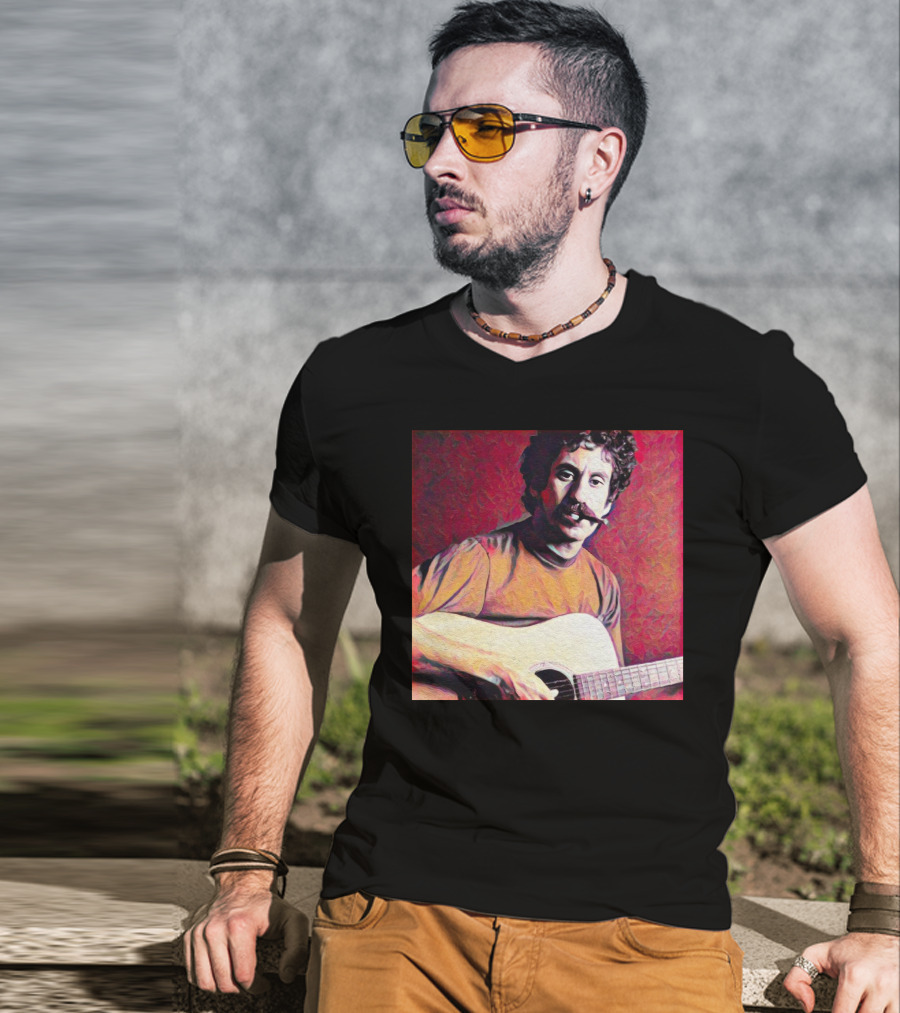 Jim Croce Playing Acoustic Guitar T-Shirt