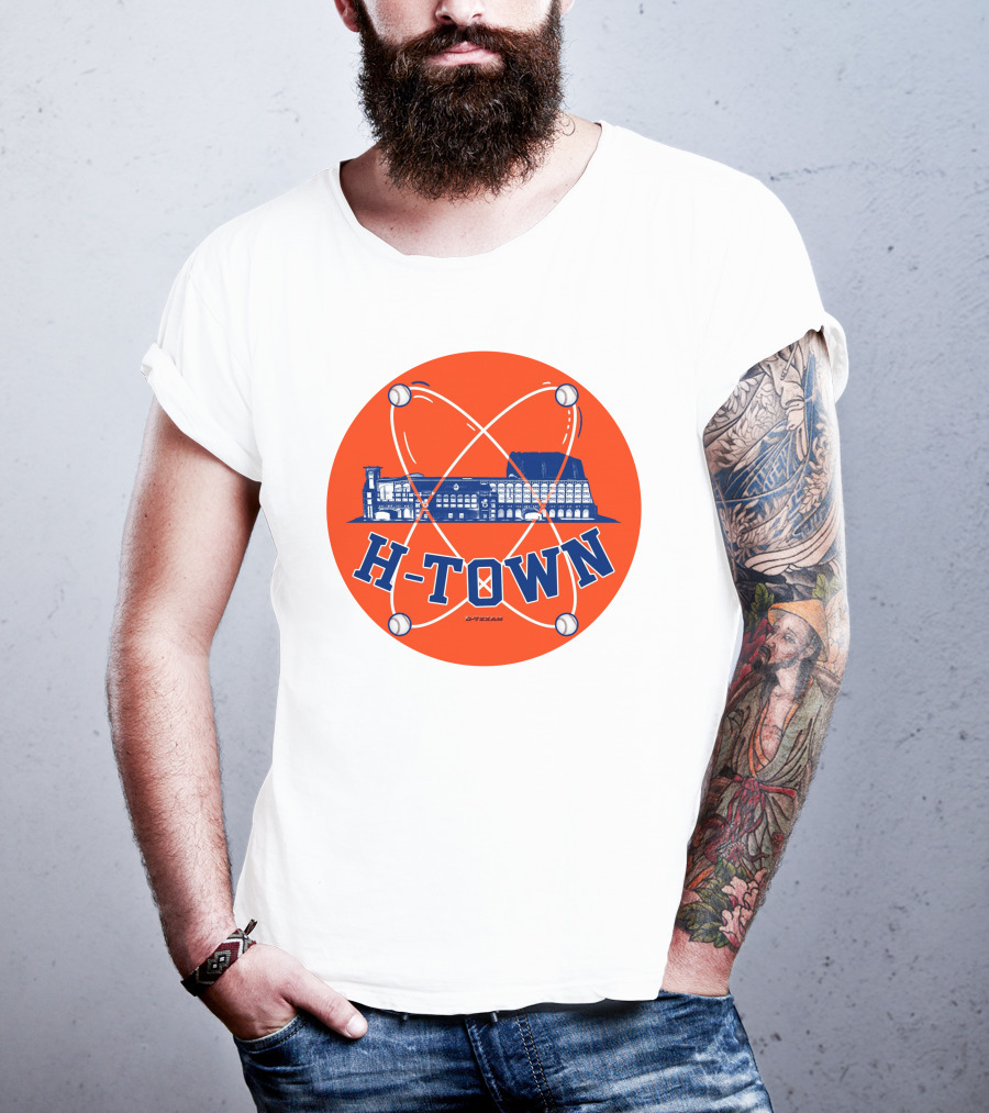 H-Town D-Texan Baseball Landmark Iconography T-Shirt