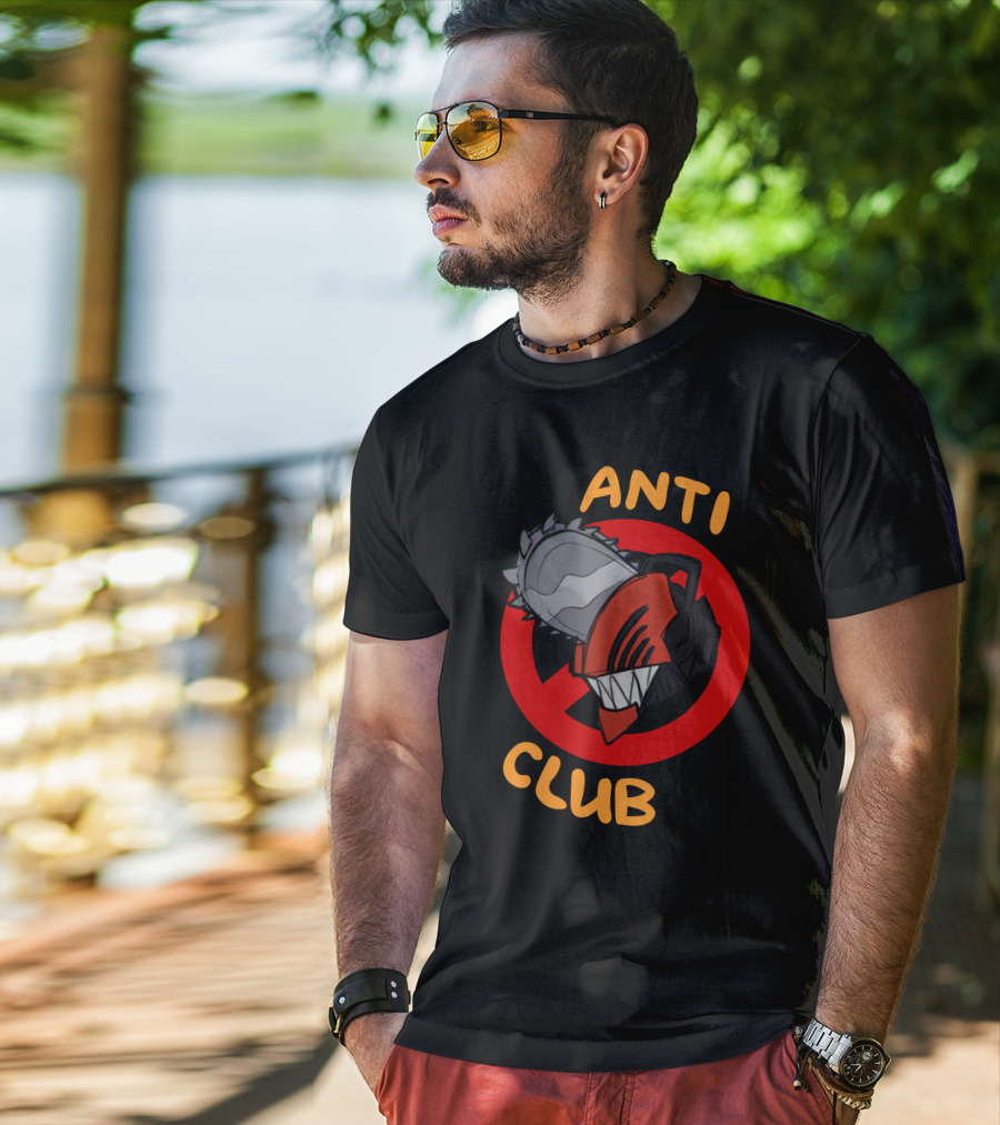 Chain Saw Man Anti Club Chainsaw Head With Red No Sign T-Shirt