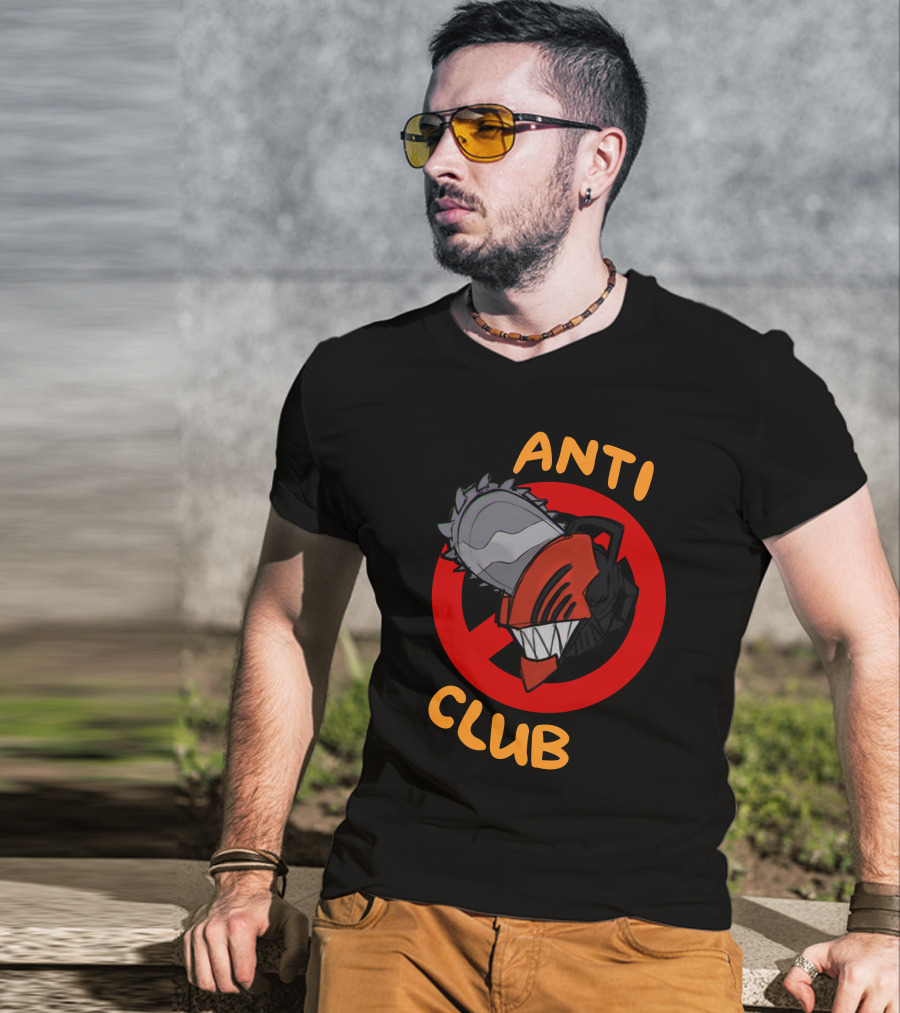 Chain Saw Man Anti Club Chainsaw Head With Red No Sign T-Shirt