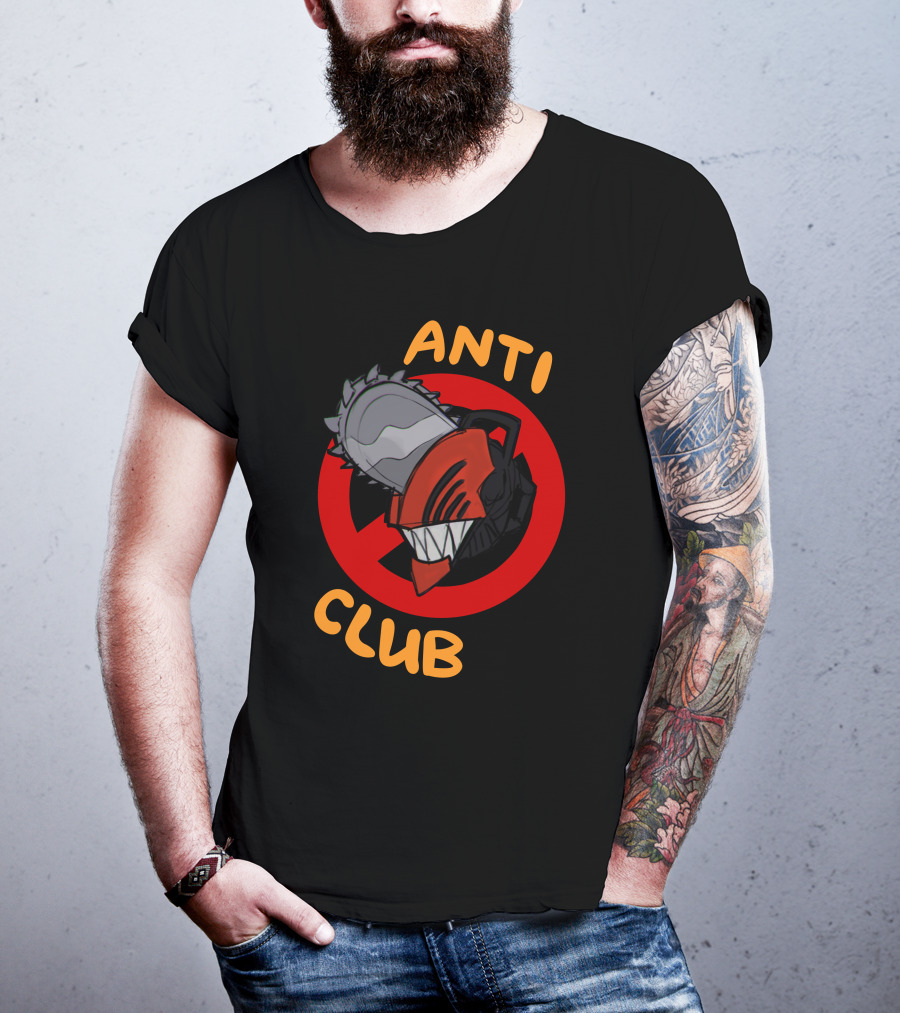 Chain Saw Man Anti Club Chainsaw Head With Red No Sign T-Shirt