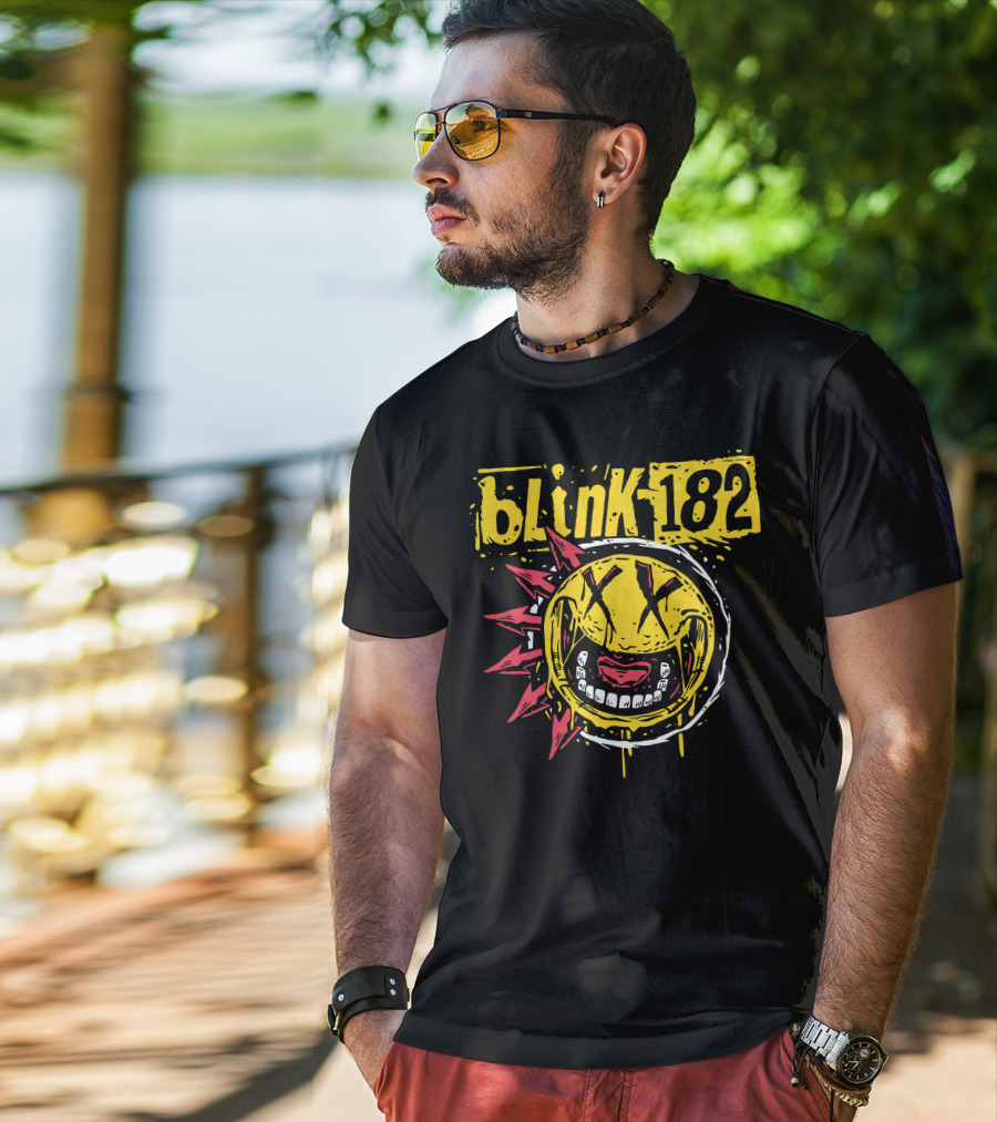 Blink182 Punk Smiley Distressed Face T-Shirt