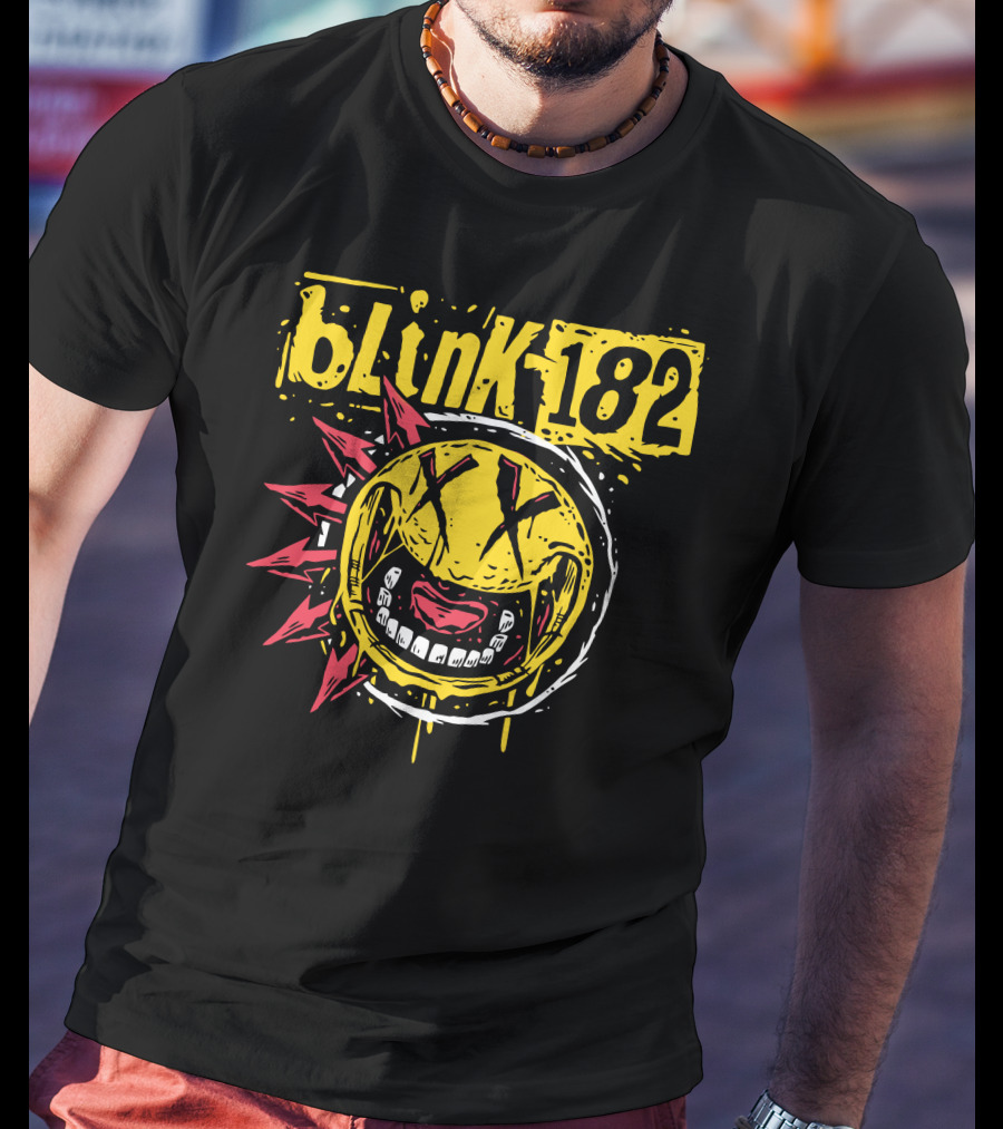 Blink182 Punk Smiley Distressed Face T-Shirt