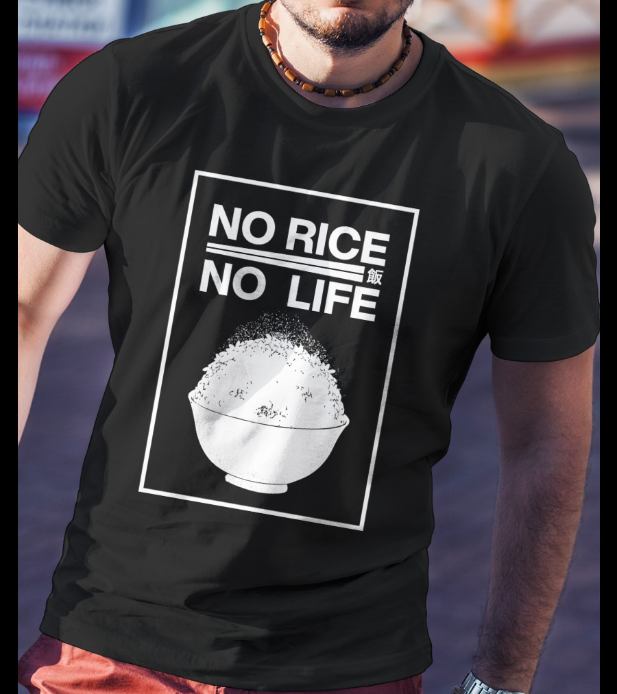 No Rice No Life Kanji Bowl T-Shirt