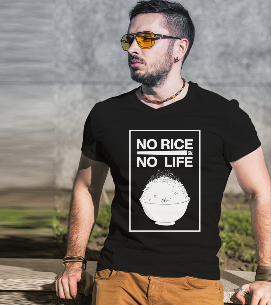 No Rice No Life Kanji Bowl T-Shirt