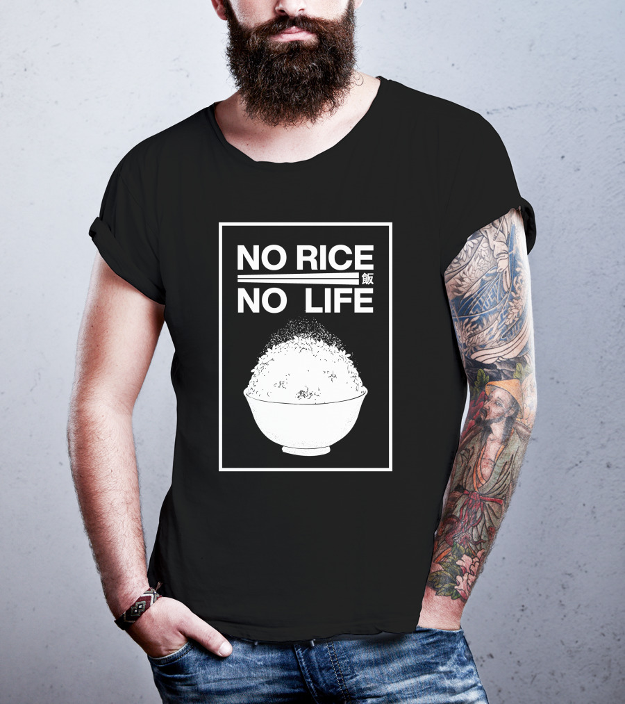 No Rice No Life Kanji Bowl T-Shirt