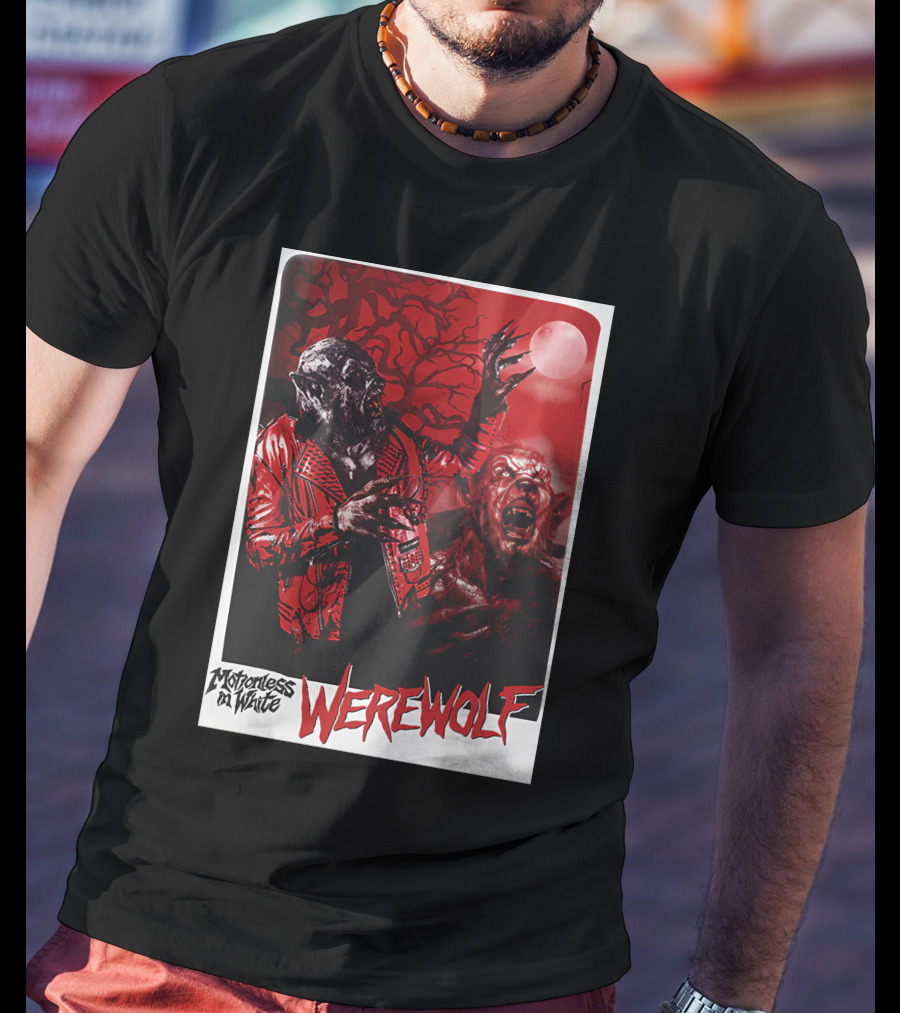 Motionless In White Werewolf Colortest Lurking In The Dark Red Moon Horror Scene T-Shirt