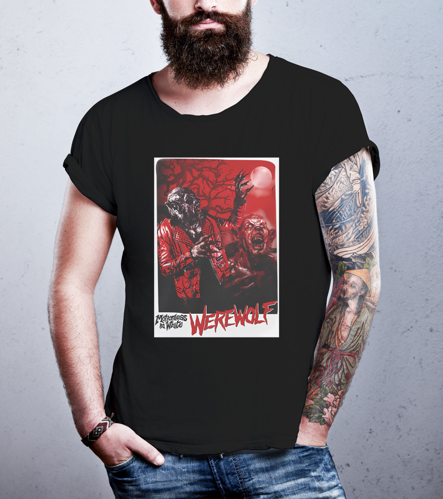 Motionless In White Werewolf Colortest Lurking In The Dark Red Moon Horror Scene T-Shirt