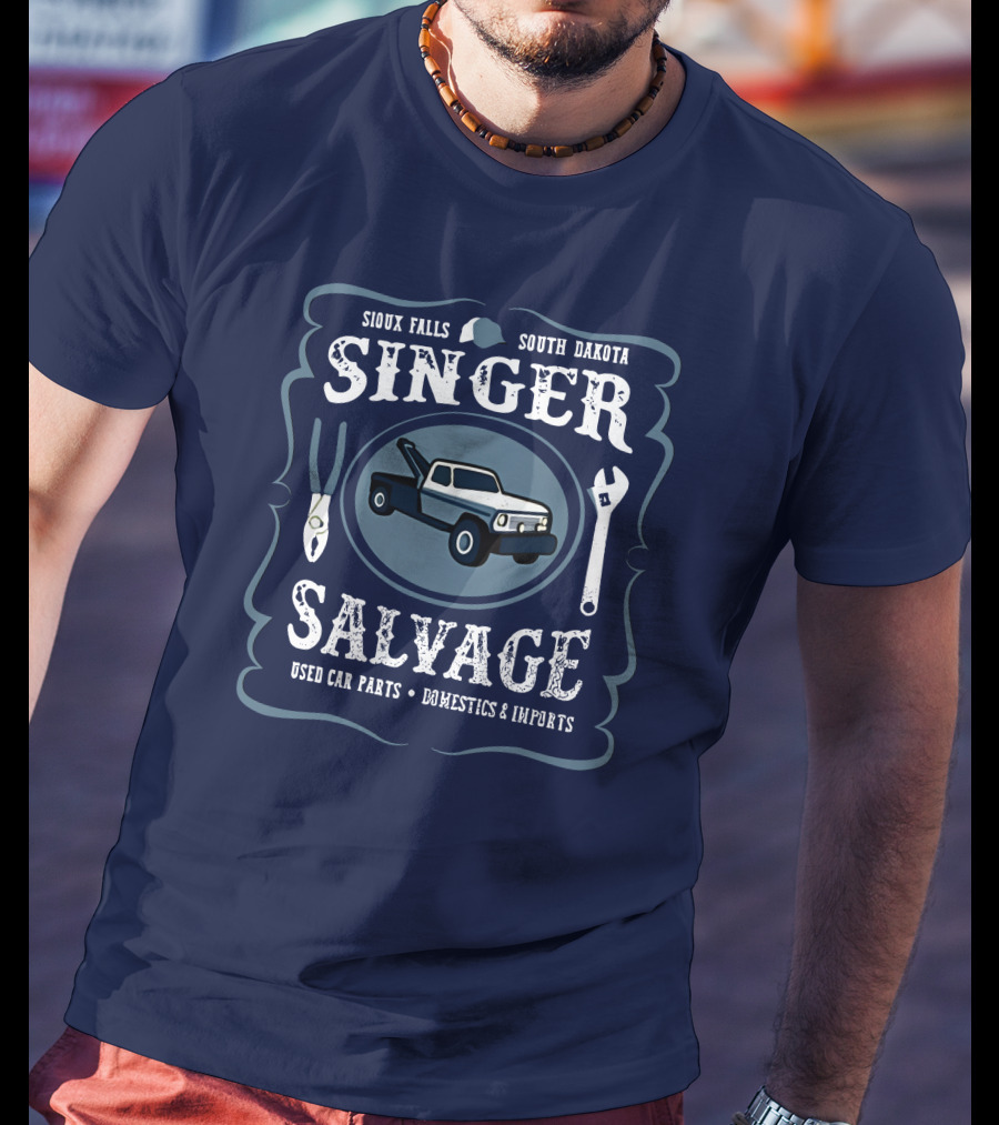 Sioux Falls South Dakota Singer Salvage Used Car Parts Domestics Imports T-Shirt