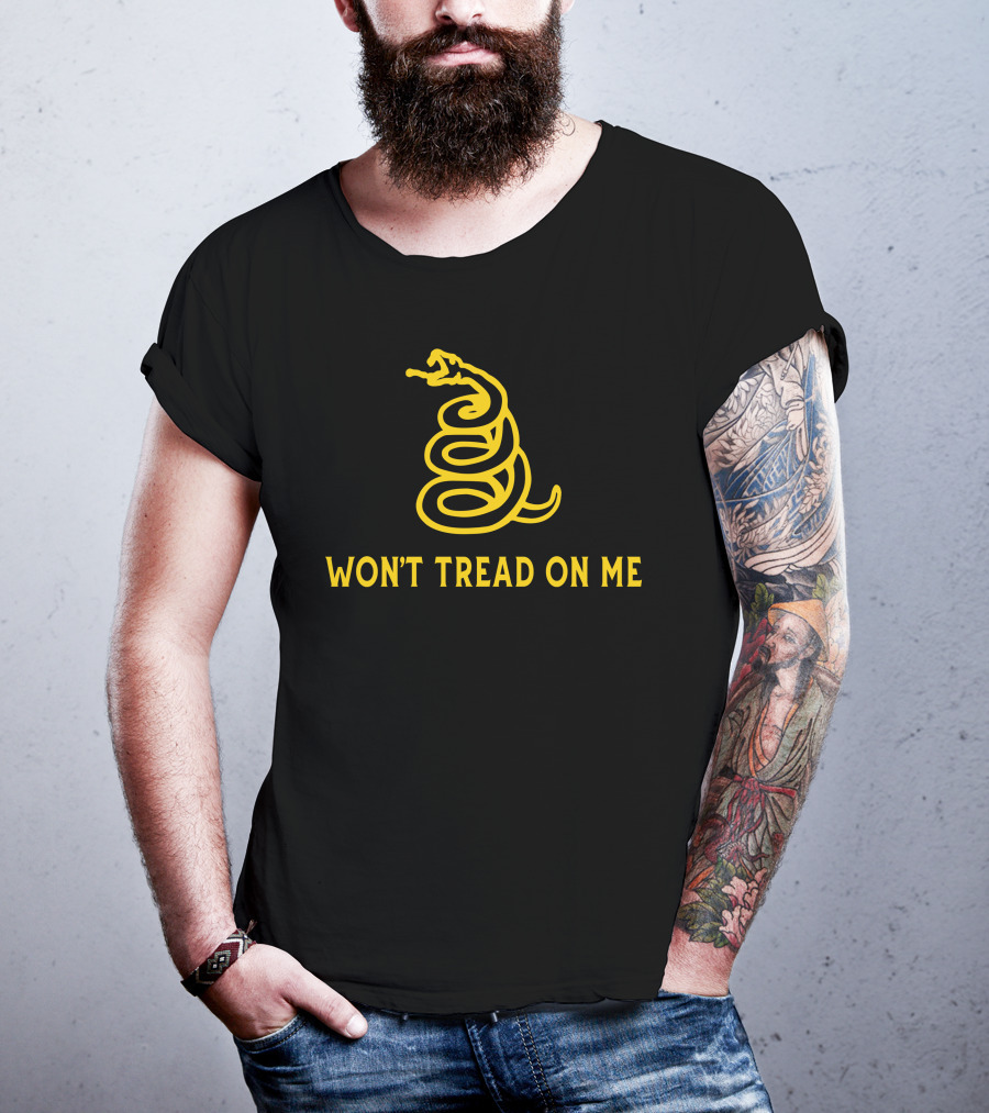 Won't Tread On Me Coiled Yellow Snake T-Shirt