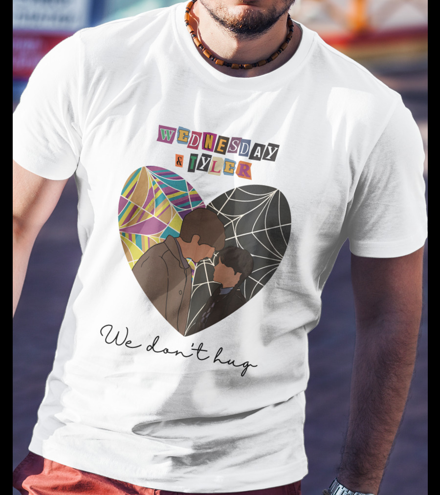 Wednesday And Tyler We Don't Hug Heart T-Shirt