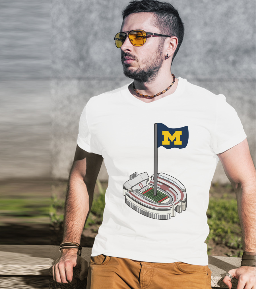 Britt Brianzivino Michigan Ohio Stadium Rivalry Flag T-Shirt
