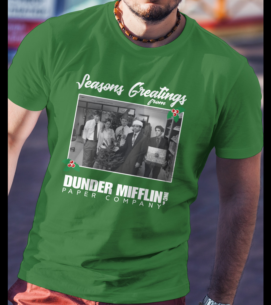 Seasons Greetings From Dunder Mifflin Paper Company Holiday Photo T-Shirt