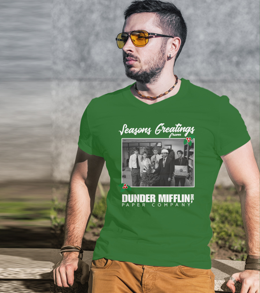 Seasons Greetings From Dunder Mifflin Paper Company Holiday Photo T-Shirt