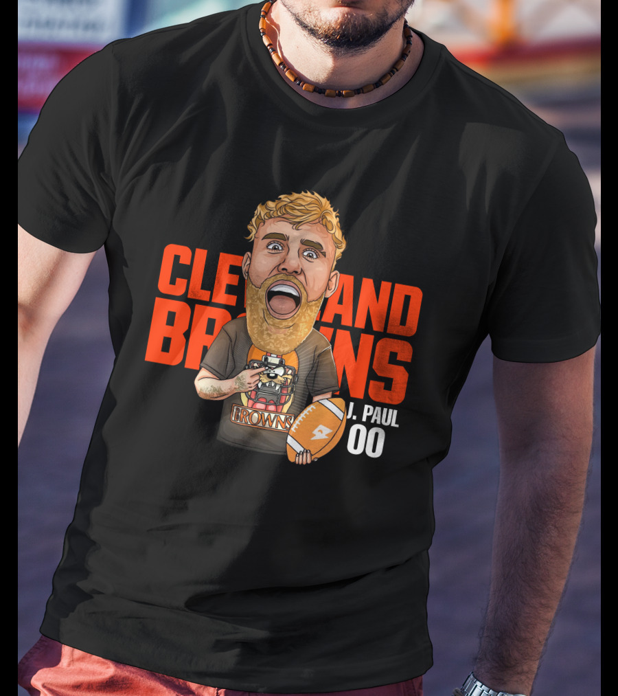 Cleveland Browns J. Paul 00 Football Illustration - Agha Noor T-Shirt