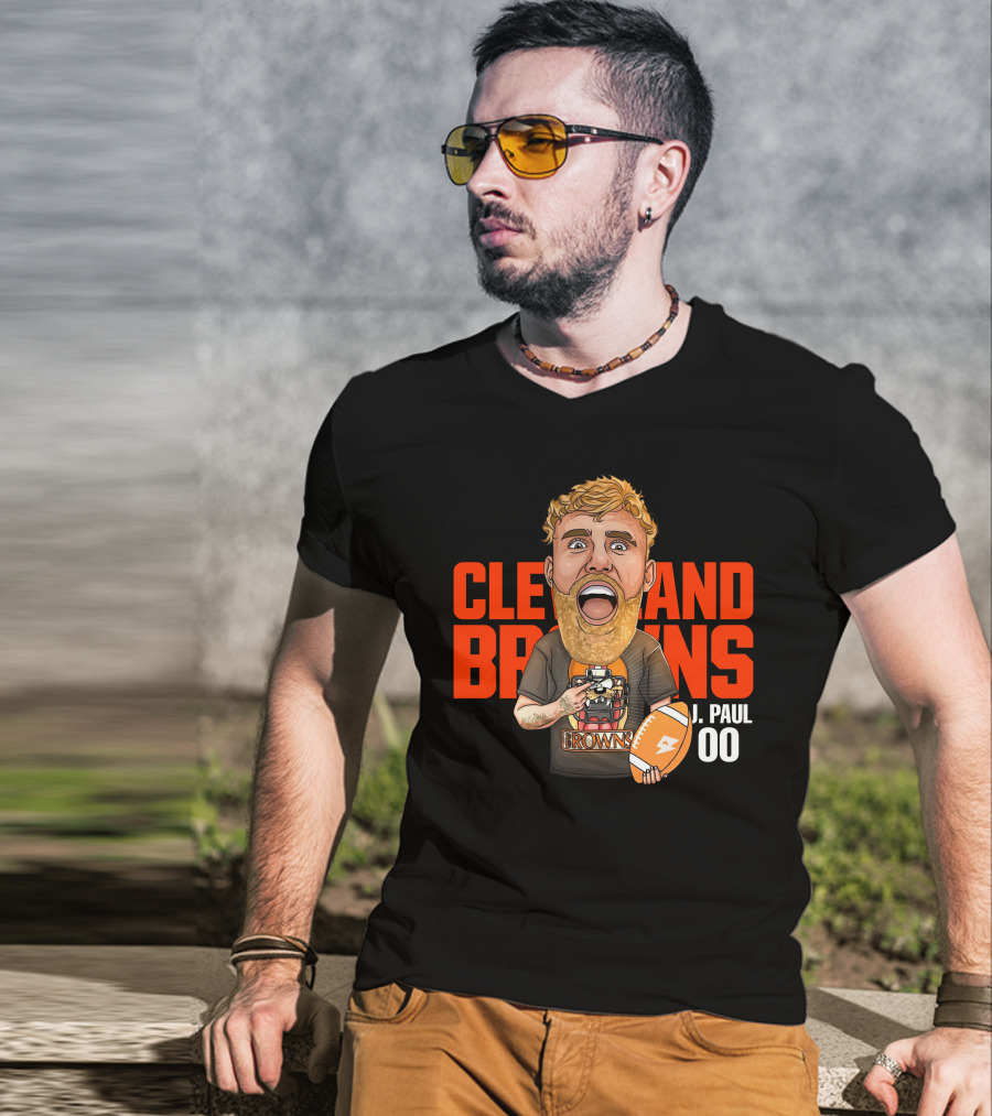 Cleveland Browns J. Paul 00 Football Illustration - Agha Noor T-Shirt