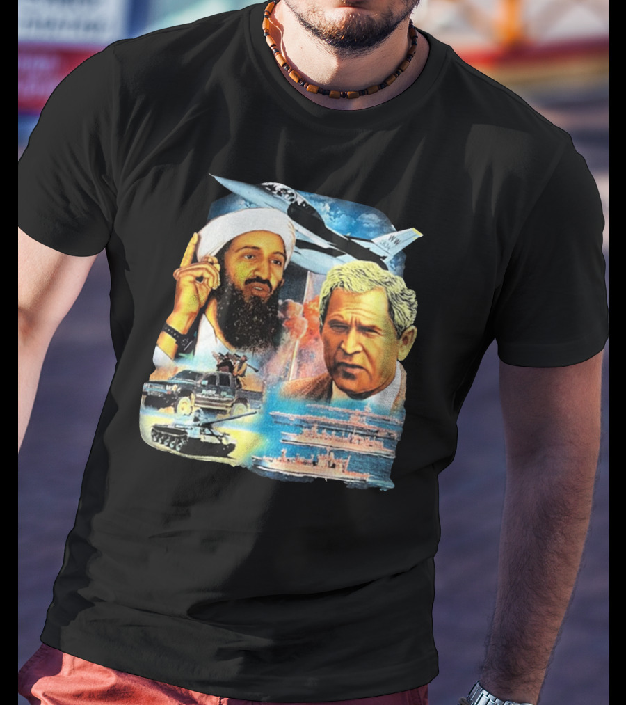 911 Vintage Rap Osama Bin Laden George Warplanes Tanks Ships T-Shirt