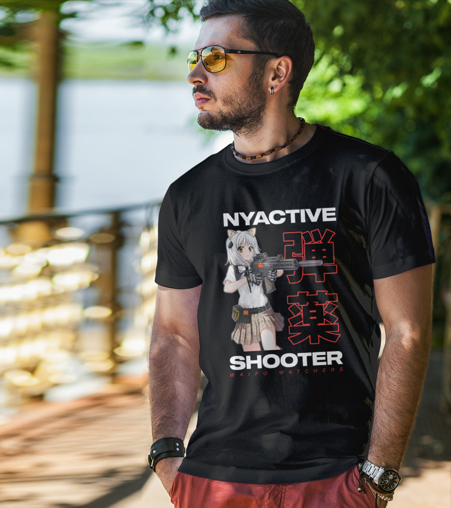 NYACTIVE Shooter Waifu Watchers Anime T-Shirt