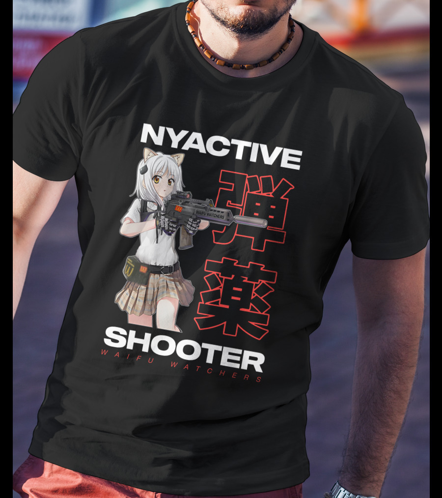 NYACTIVE Shooter Waifu Watchers Anime T-Shirt