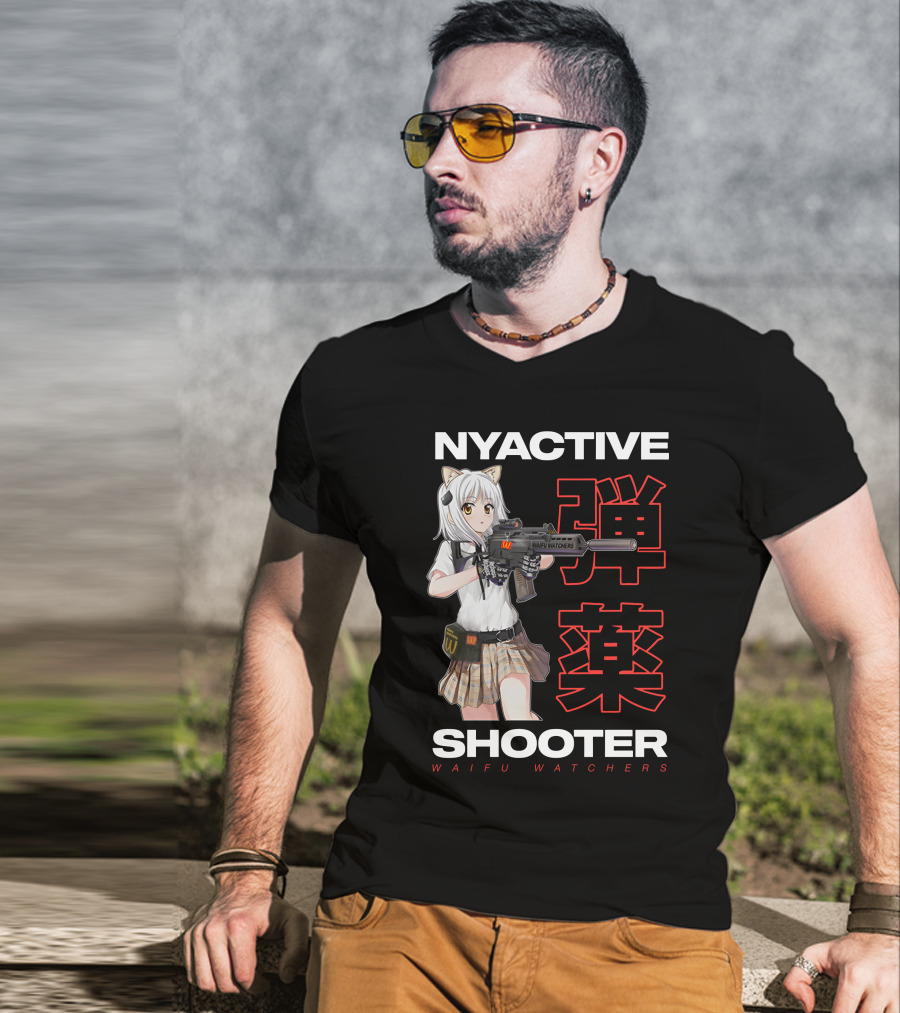 NYACTIVE Shooter Waifu Watchers Anime T-Shirt