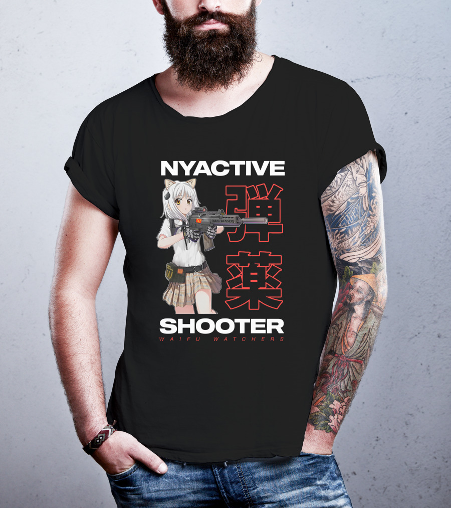 NYACTIVE Shooter Waifu Watchers Anime T-Shirt
