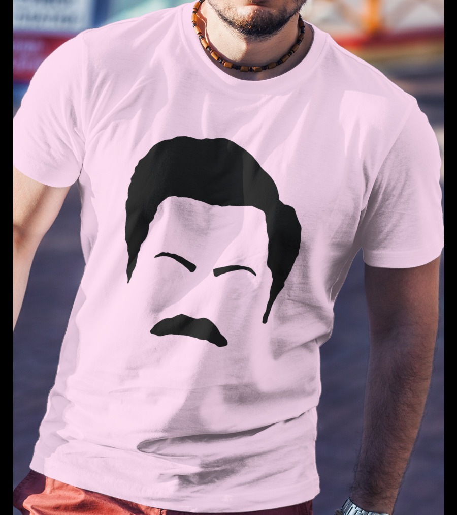 Ron Swanson Mustache Face Silhouette Parks And Recreation T-Shirt