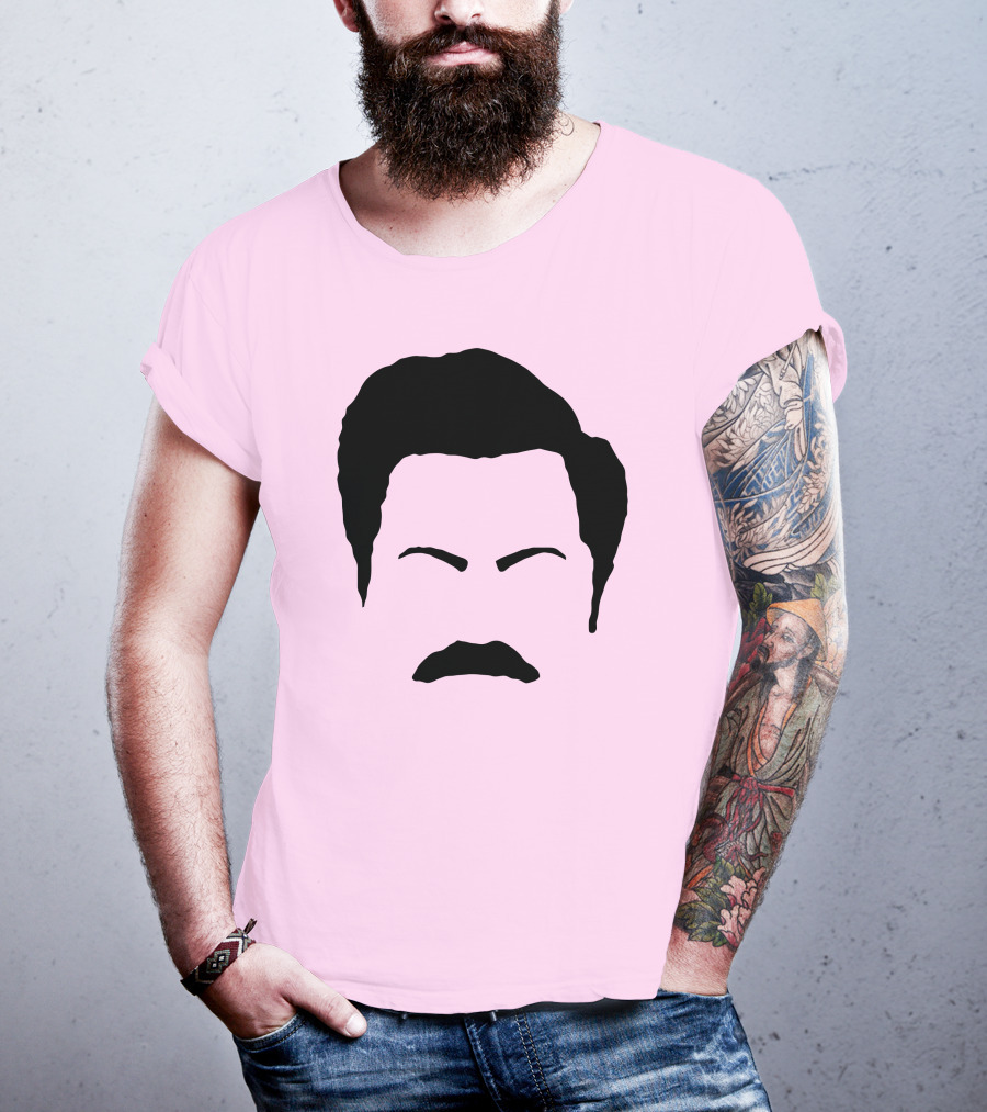 Ron Swanson Mustache Face Silhouette Parks And Recreation T-Shirt