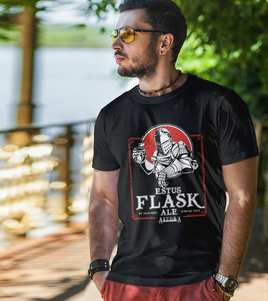 Estus Flask Ale HP Restoring Bonfire Aged Astora Art Wing Co T-Shirt