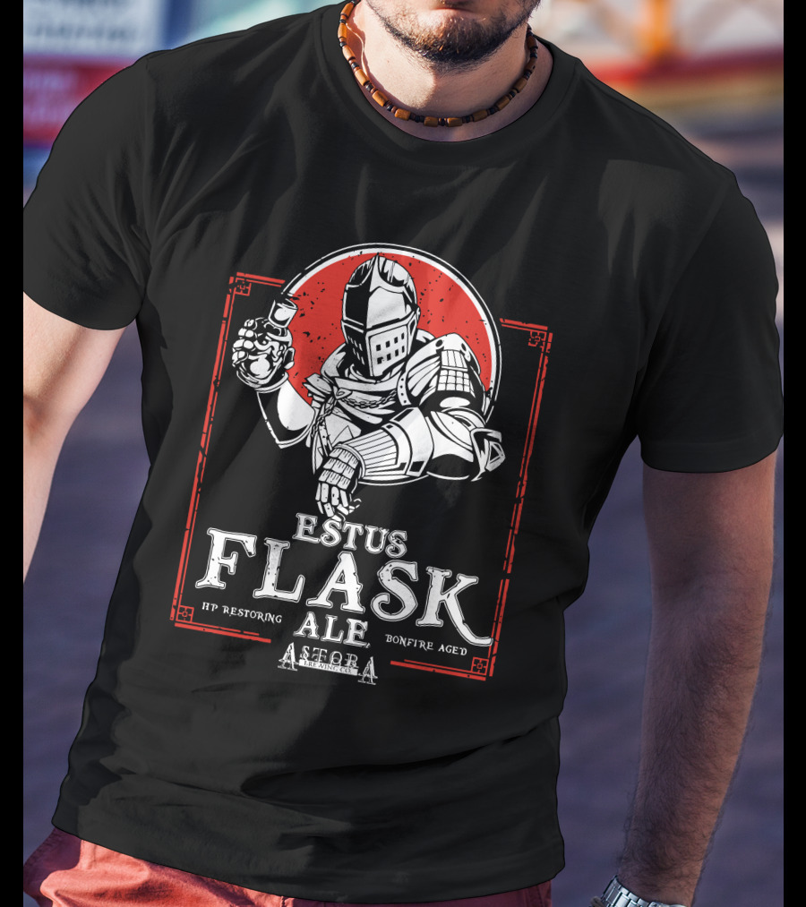 Estus Flask Ale HP Restoring Bonfire Aged Astora Art Wing Co T-Shirt