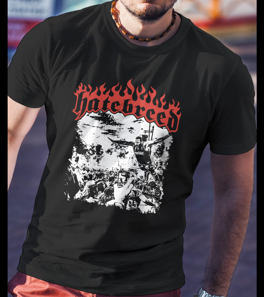 Hatebreed Flaming Logo Brody Dive Concert Crowd Scene T-Shirt