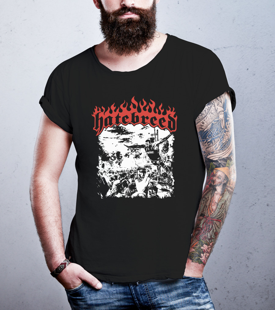 Hatebreed Flaming Logo Brody Dive Concert Crowd Scene T-Shirt