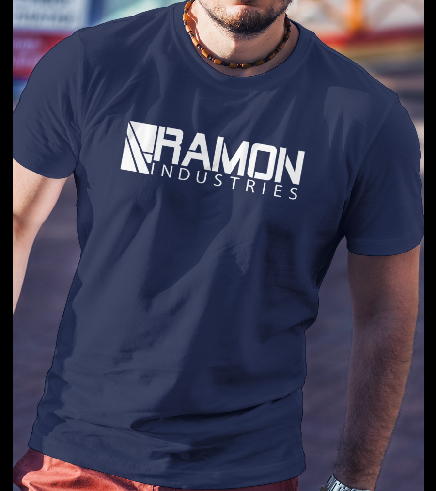 RAMON INDUSTRIES Logo Navy Blue Background T-Shirt